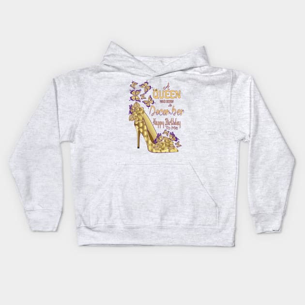 A Queen Was Born In December Kids Hoodie by Designoholic